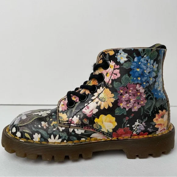 Vintage Dr. Martens England MIE Floral Print Leather Boots Toddler - Picture 4 of 14